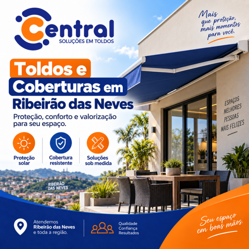 Toldos e Coberturas em Ribeirão das Neves: proteção, conforto e valorização para imóveis residenciais e comerciais