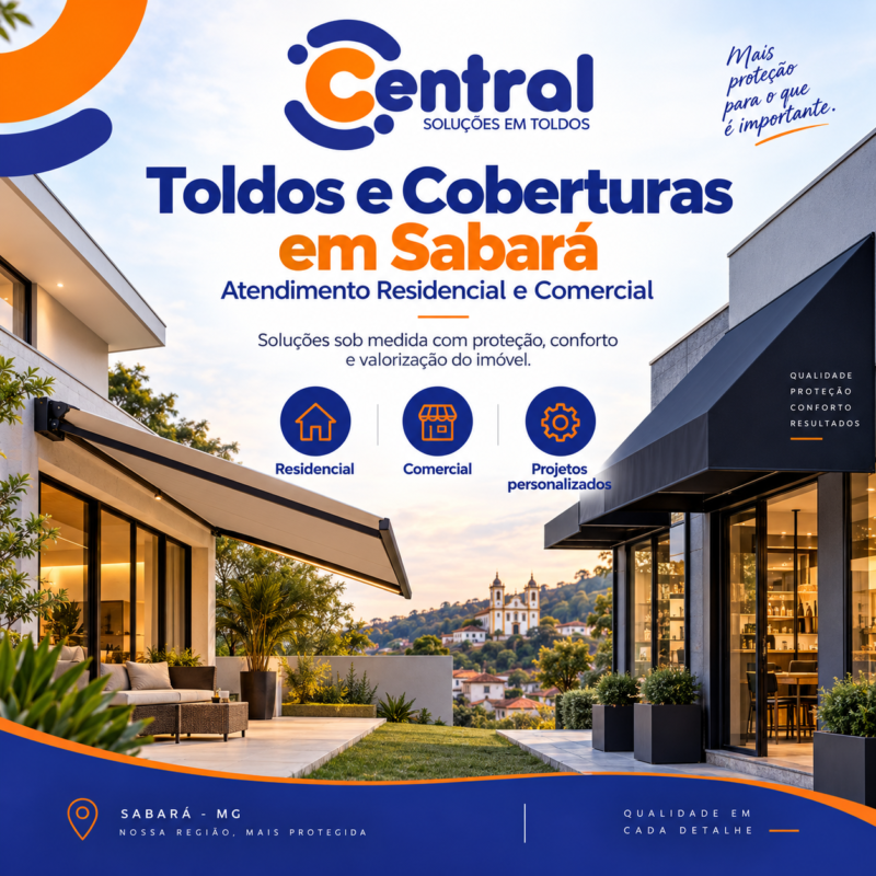 Toldos e Coberturas em Sabará: Atendimento Residencial e Comercial