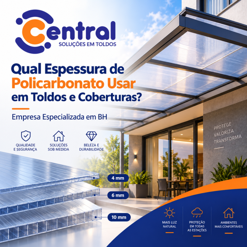 Qual espessura de policarbonato usar em toldos e coberturas? Empresa especializada em BH